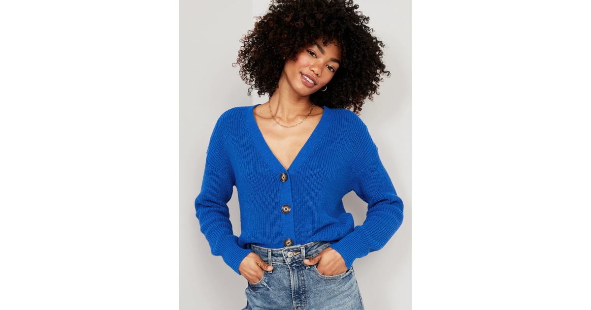 Old Navy Lightweight Cotton and Linen-Blend Shaker-Stitch Cardigan