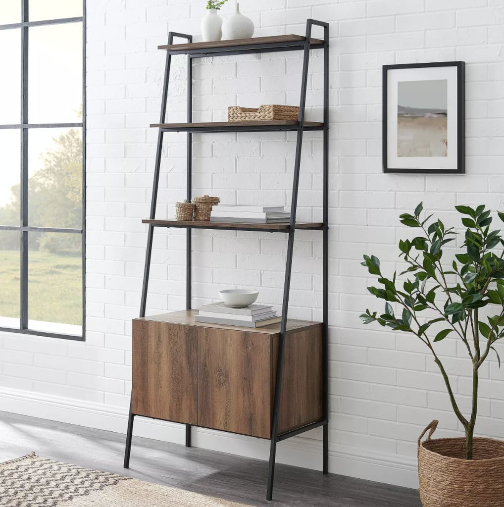 Saracina Home 72" Marie Open Shelf and Closed Storage Ladder Bookcase