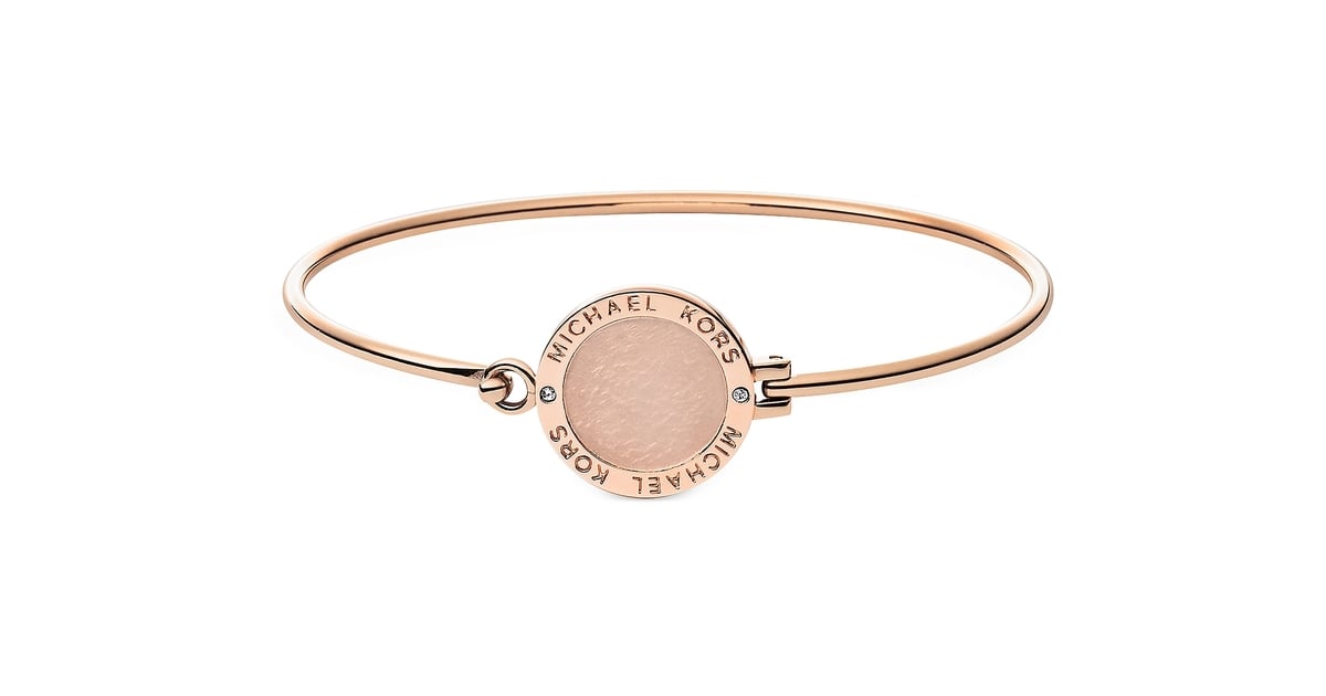Michael Kors Rose GoldTone Pave Logo Hinged Bangle Bracelet  Bangles Bangle  bracelets Jewelry