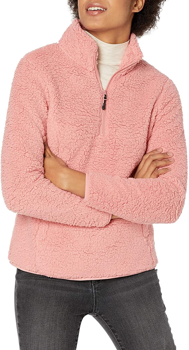 Amazon Essentials Polar Fleece Lined Sherpa Quarter-Zip Jacket in Blush