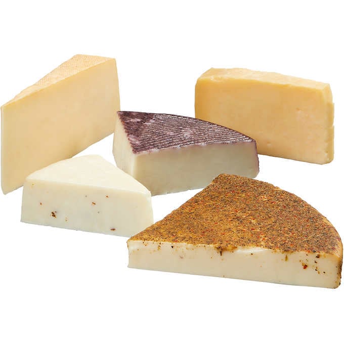 Costco's Alpine, Cheddar, Goat, Pecorino Toscana, and Fontina Cheese Flight