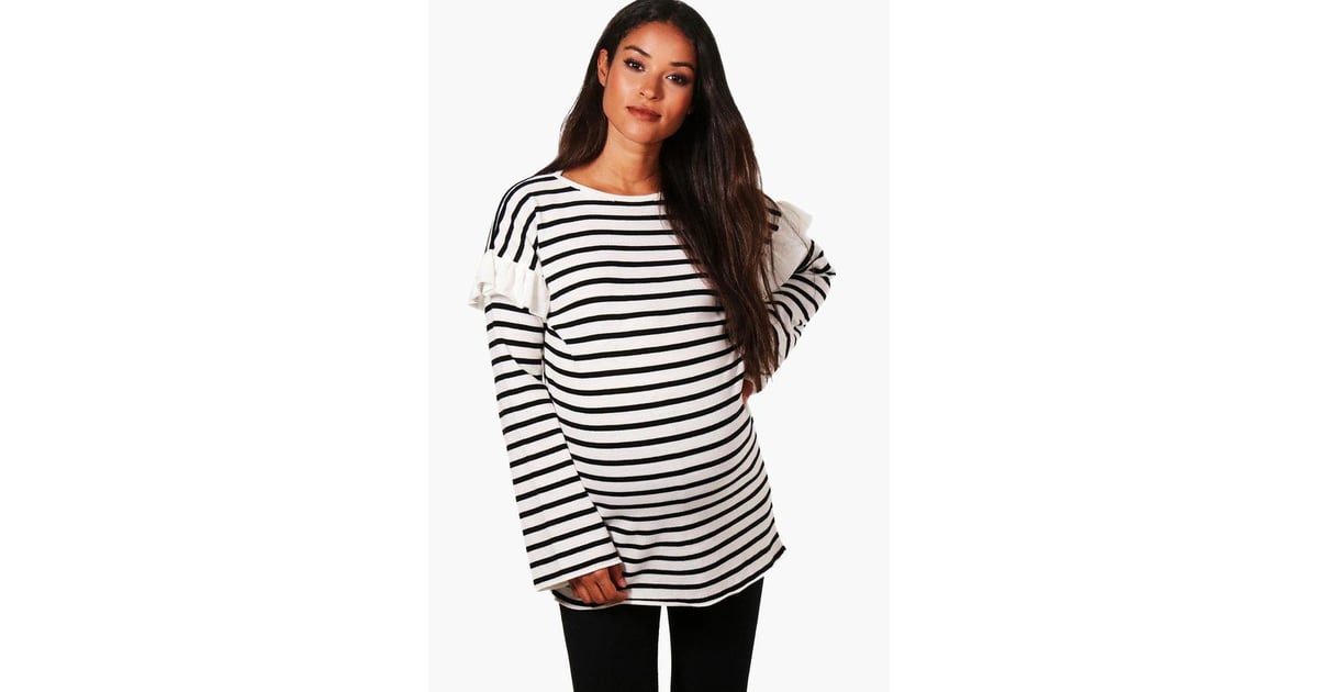 Boohoo Maternity Amy Ruffle Knitted Jumper Best Maternity Clothes