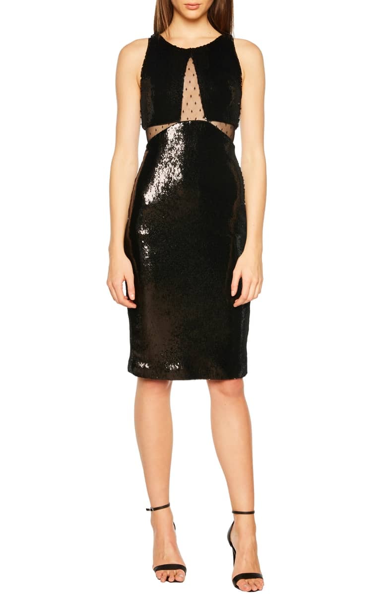 Bardot Splice Sequin Sheath Dress