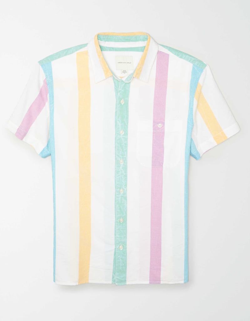 AE Striped Short Sleeve Button-Up Shirt