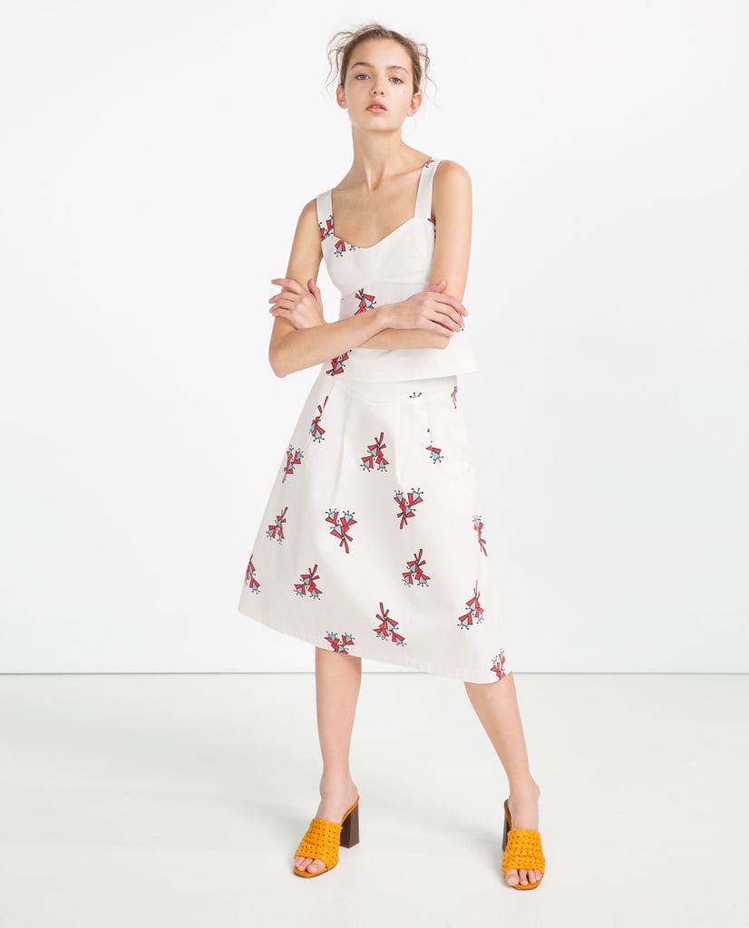 Zara Wide Straps Top ($36) and Pleated Midi Skirt ($40)
