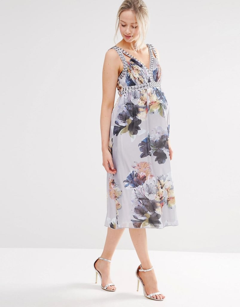 Little Mistress Maternity Floral Print Dress With Embellishment ($122)