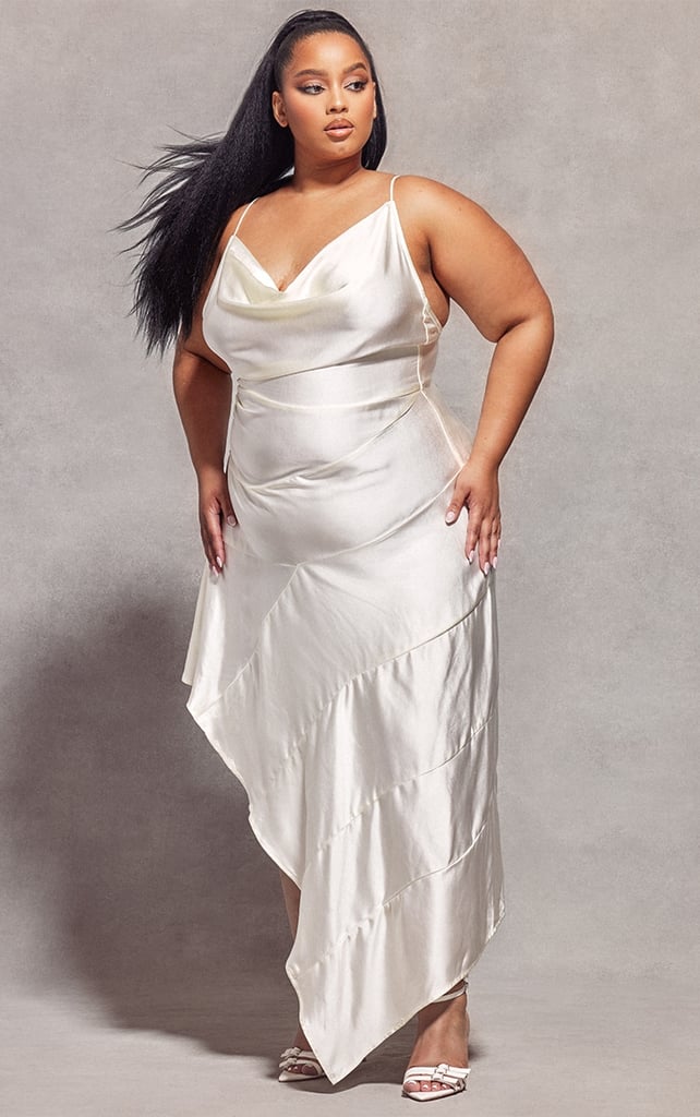 PrettyLittleThing x Naomi Campbell Plus White Tiered Skirt Dress