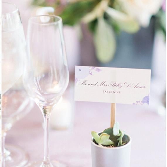 Garden Wedding Escort Cards With Sticks