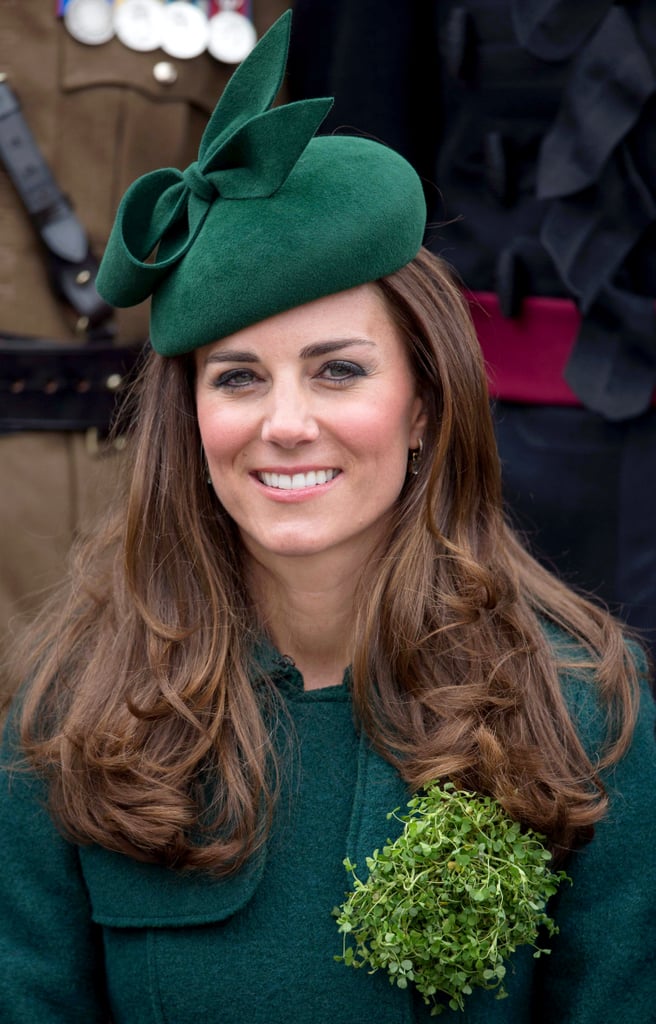 Kate wore green head to toe at the St. Patrick's Day parade in 2014, including a hat by Gina Foster.