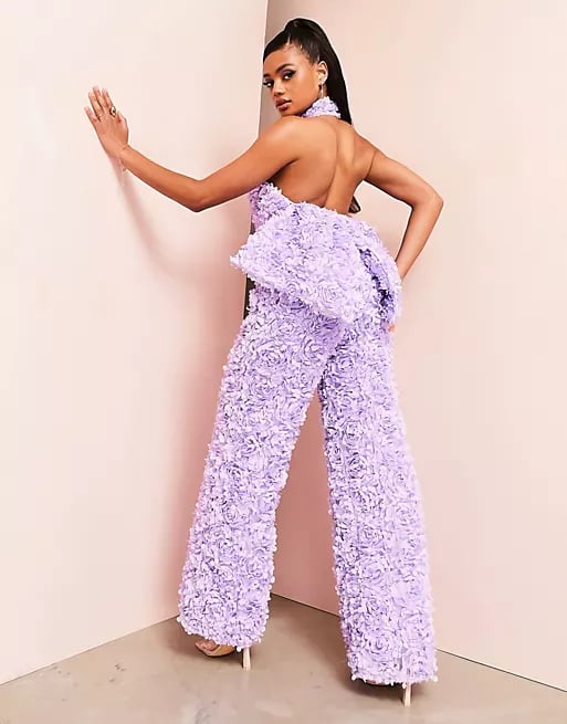 ASOS LUXE 3D Floral Open Back Jumpsuit