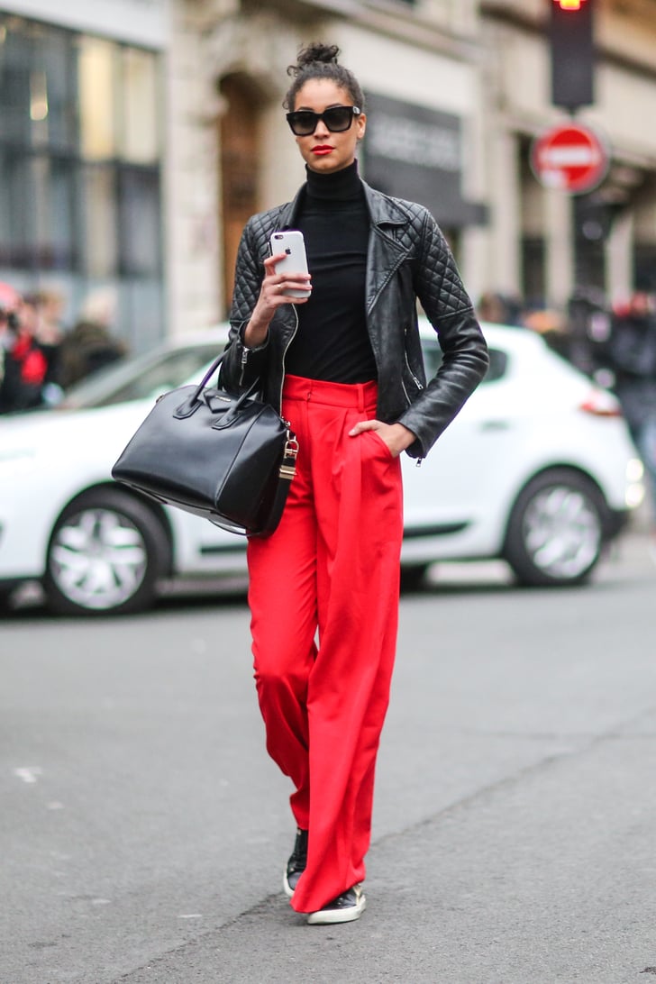 red trousers wide leg