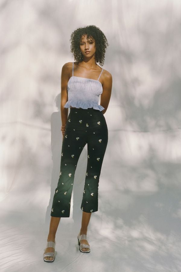 UO Daisy Embroidered Kick Flare Pants