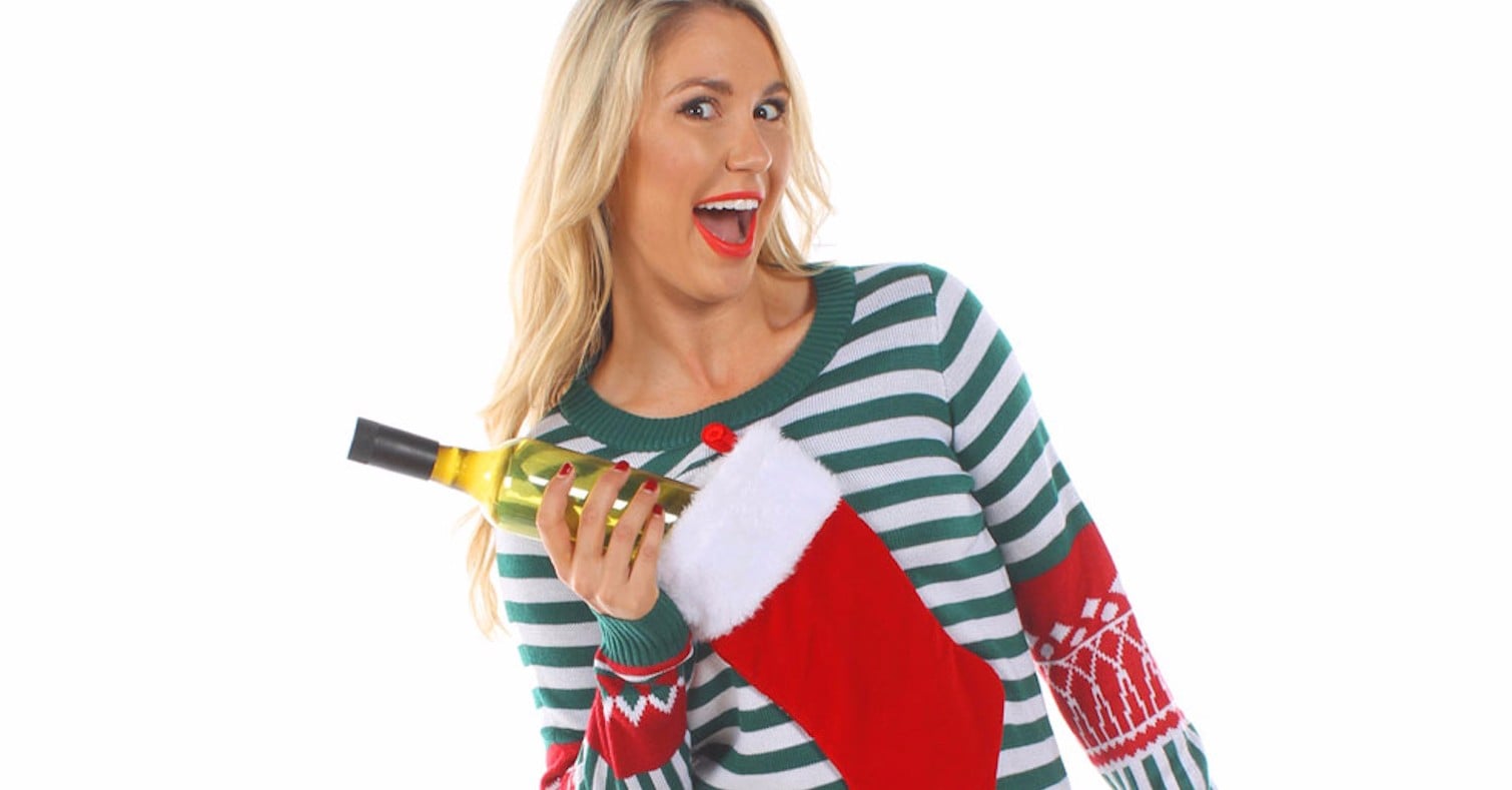 Christmas jumper with wine pocket discount
