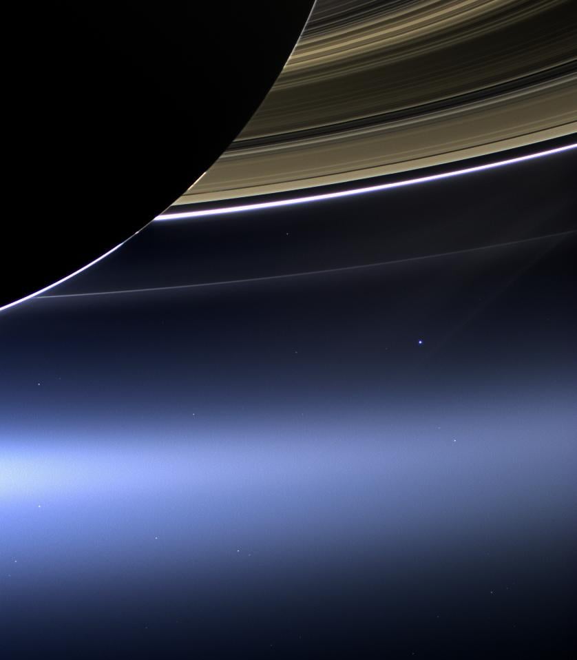 In this incredible photo taken on July 19, 2013, a wide-angle camera on NASA's Cassini spacecraft captures Saturn's rings, Earth, and its moon in the same frame.
Source: NASA/JPL-Caltech/Space Science Institute