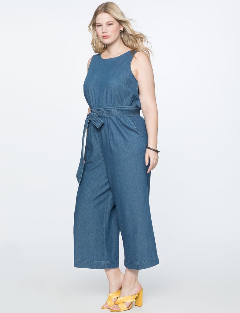 Eloquii Tie Waist Denim Jumpsuit