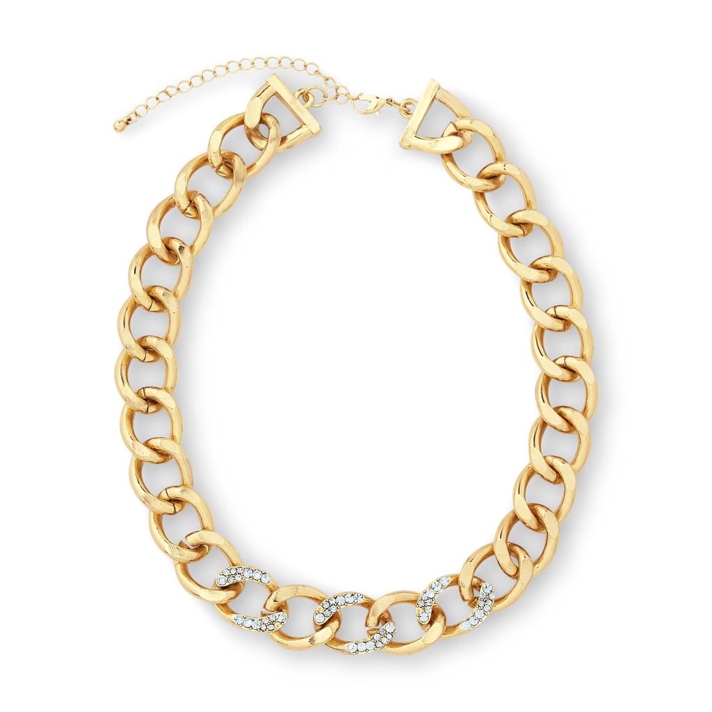 Chunky Chain Necklace With Rhinestones ($15)