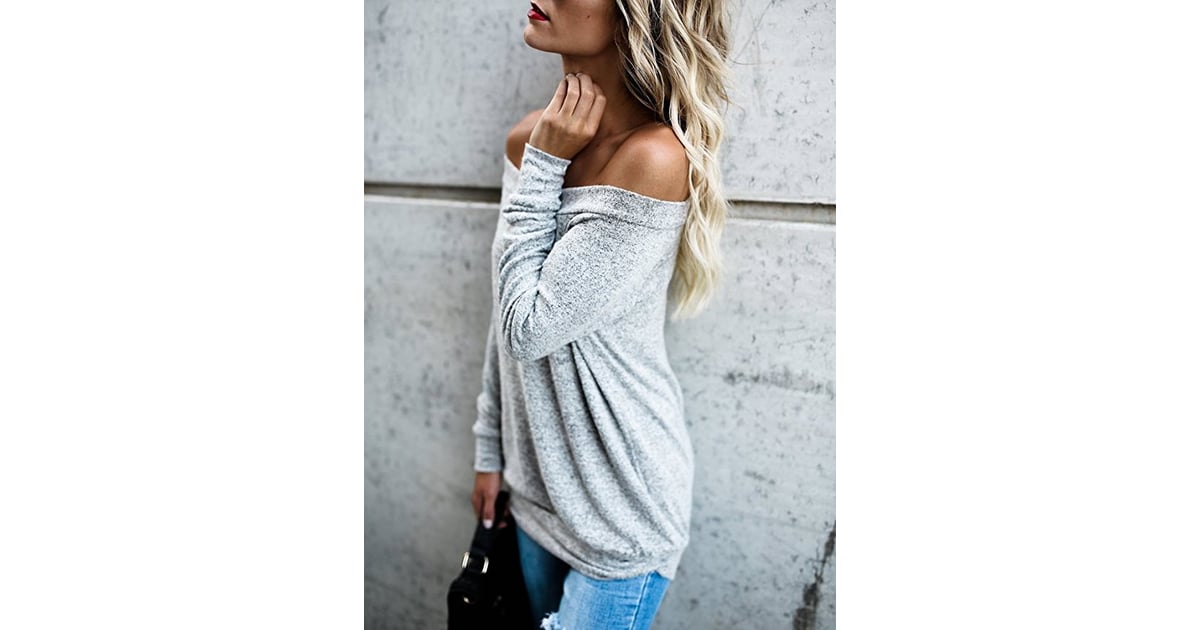 VintageRose Long-Sleeved Sweater | Amazon Off-the-Shoulder Sweaters ...