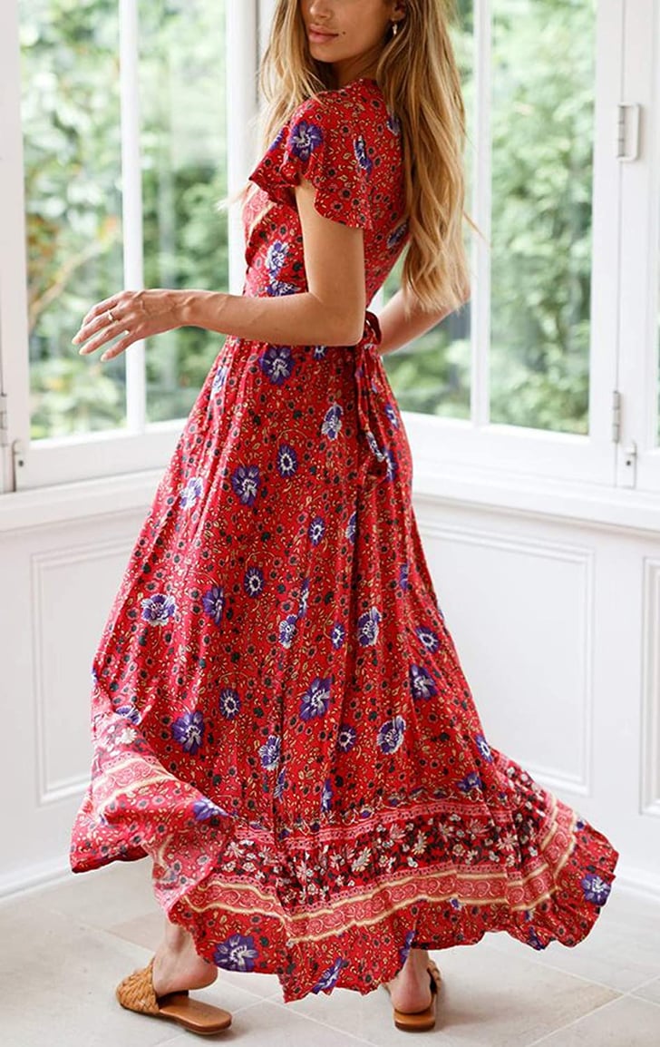 R.Vivimos Summer Short Sleeve Floral Wrap Dress Best Wrap Dresses on