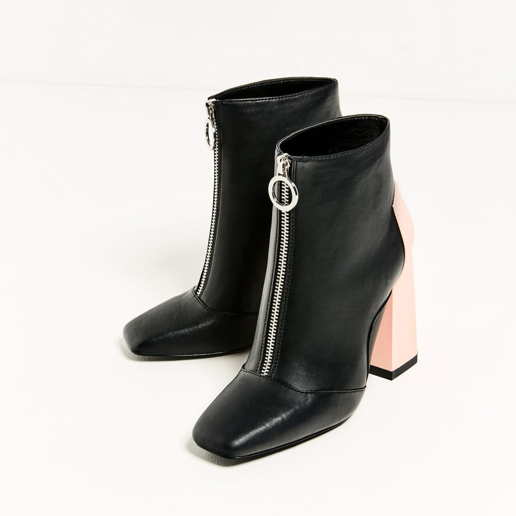Don't be alarmed if your cool boots steal all the attention away from your outfit. 
Contrast Heel Ankle Boots ($90)