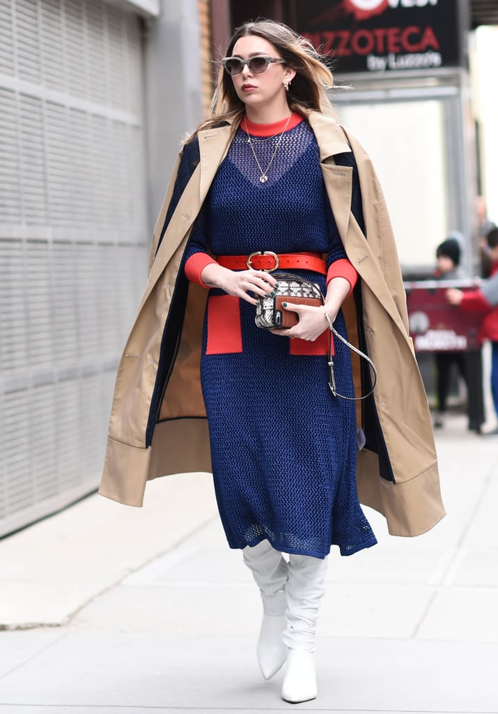 Winter Outfit Idea: A Sweater Dress and White Boots