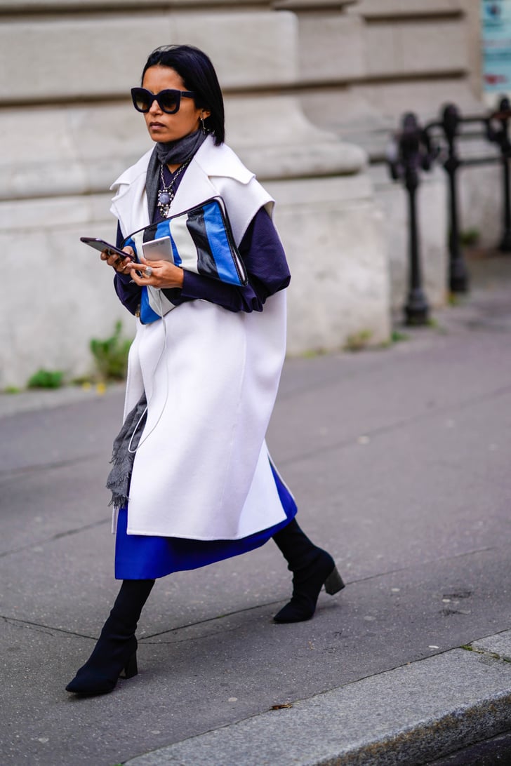 Cozy Up With a Thin Scarf and a Sleek White Coat | How to Wear a Scarf ...