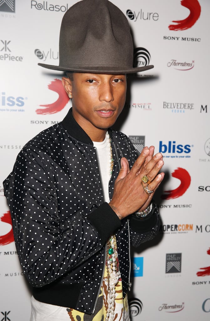 Pharrell and the hat let loose when they stopped by an afterparty for the Brit Awards.