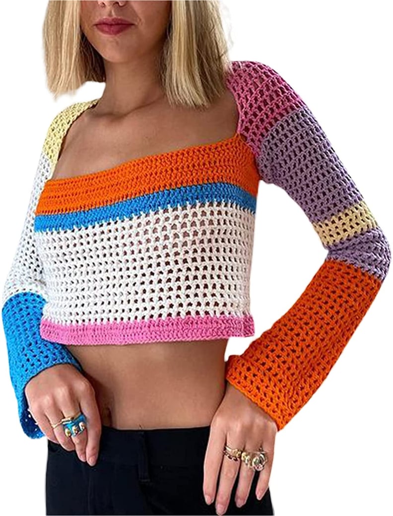 A Cool and Vibrant Knit: Crochet Knit Crop Top