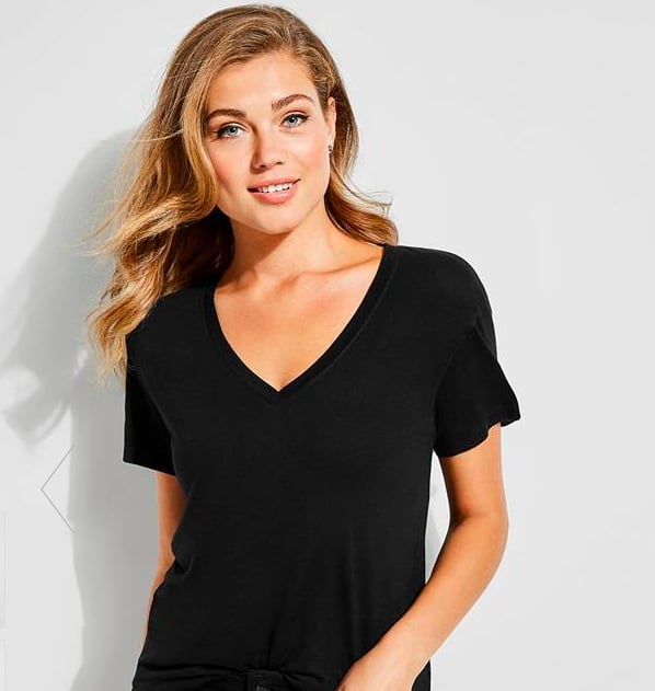 Deep V-Neck Black Tee