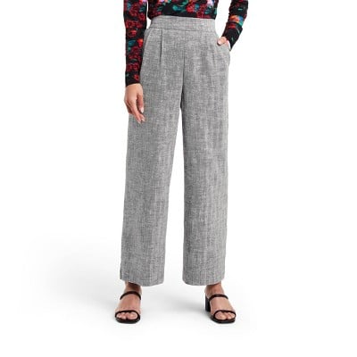 Chevron High-Rise Wide Leg Tweed Pants