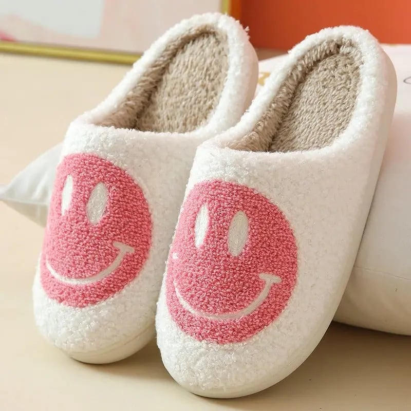 Custom Items Pink Happy Face Smiley Slippers