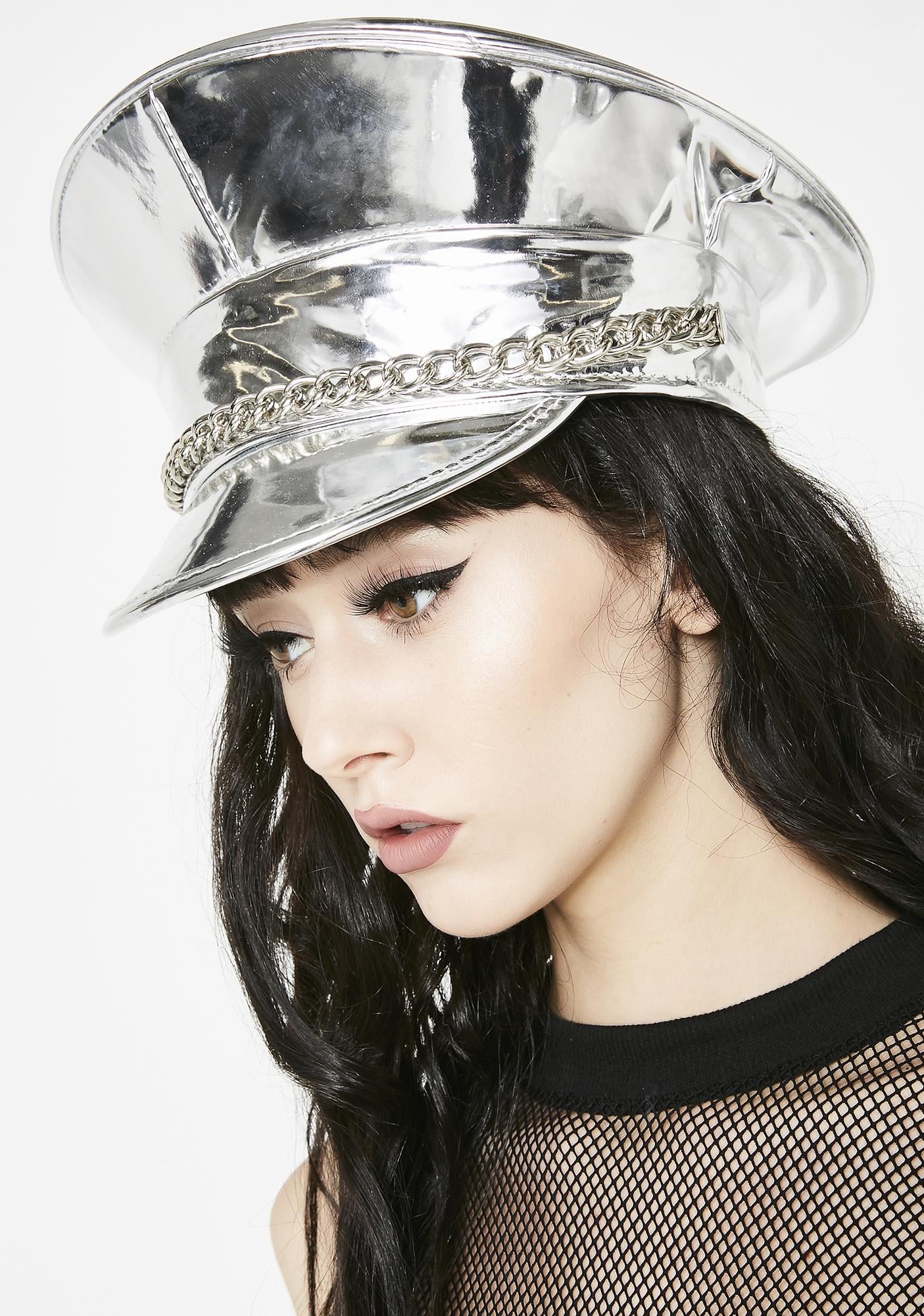 Dolls Kill Chrome Mischief N' Mayhem Captain Hat Dolls Kill Chrome Mischief N' Mayhem Captain Hat