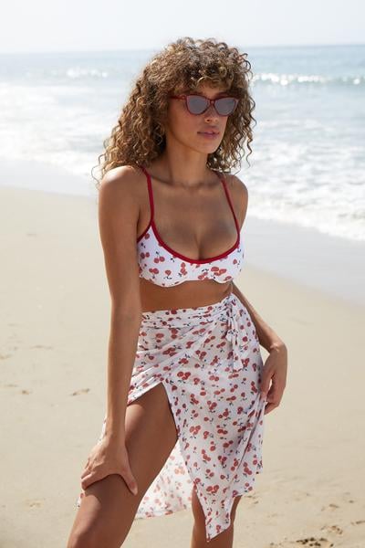 Cherry Mesh Wrap Skirt