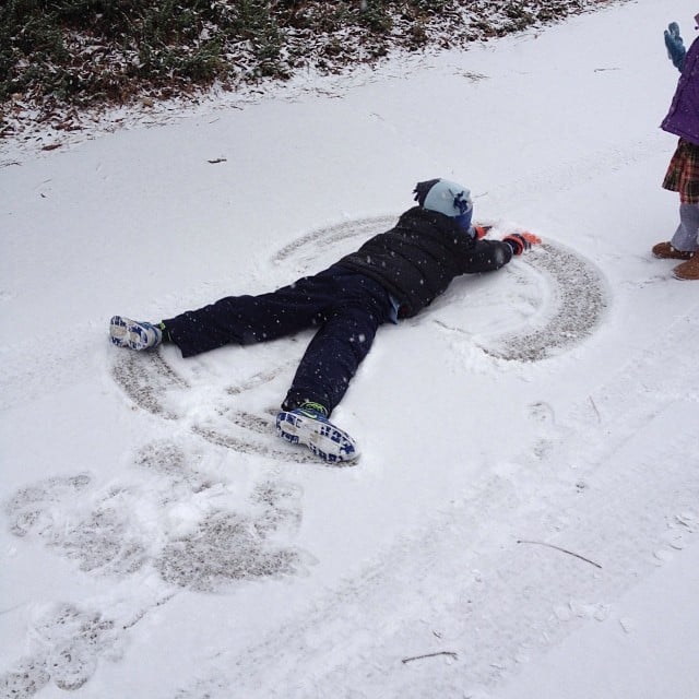In some areas, it was time for snow angels.