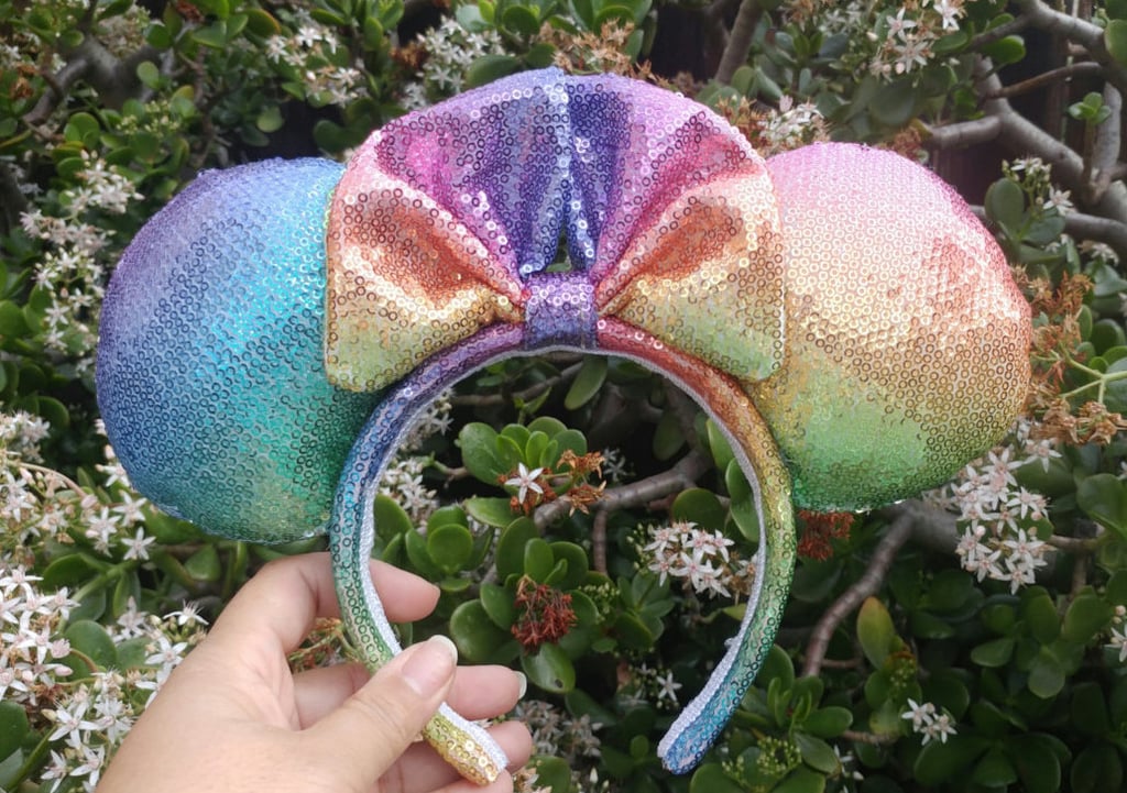 Rainbow ombré sequined Minnie ears ($28)