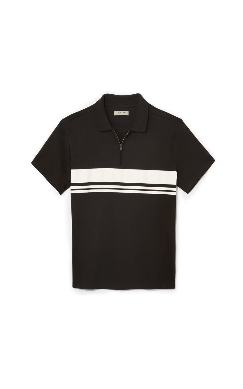 Kenneth Cole Short-Sleeved Zip Stripe Polo