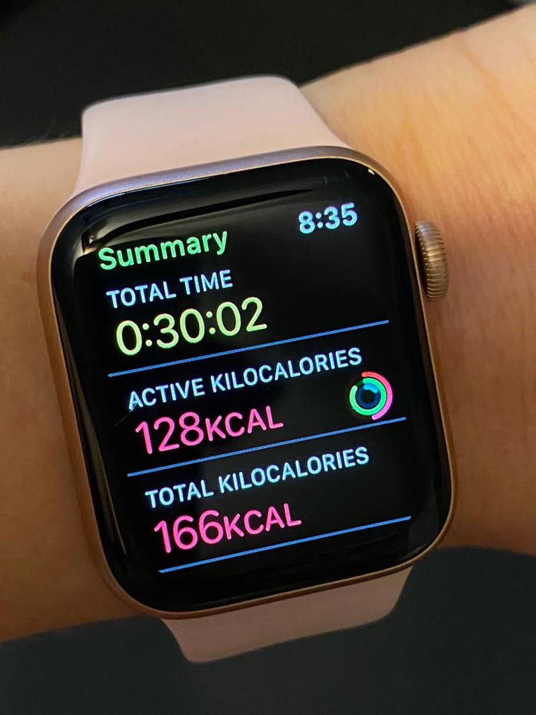 30-Minute Dance Workout Calorie Tracking Results Shown on the Apple Watch