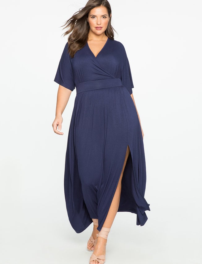Eloquii Kimono Sleeve Maxi Dress | Ashley Olsen in Black Flip-Flops and ...