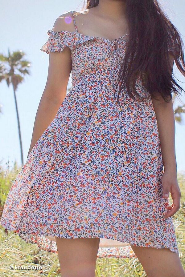 UO Josephine Gauze Babydoll Mini Dress