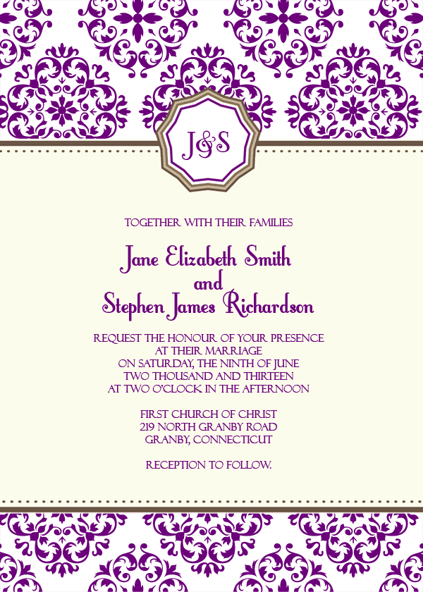 European Pattern Monogram Wedding Invitation