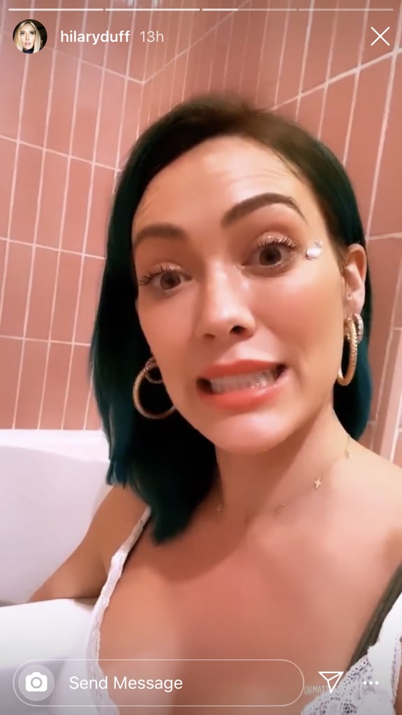 Hilary Duff's Blue Hair Color in Self-Isolation