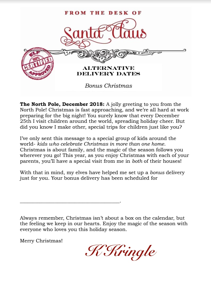 Santa S Alternative Delivery Dates Note For Working Parents Popsugar Family