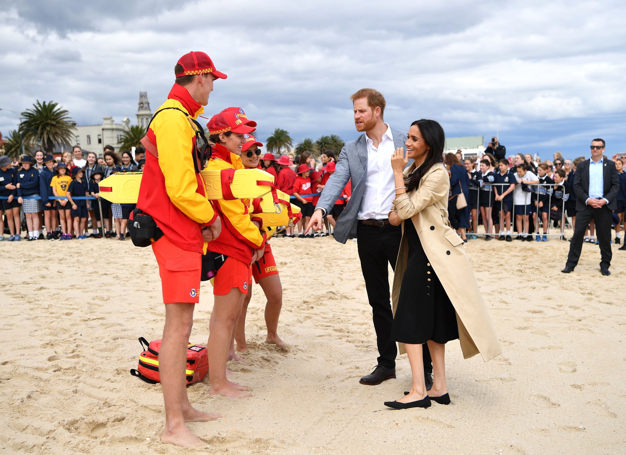 Meghan Markle Black Club Monaco Dress on the Beach 2018 POPSUGAR