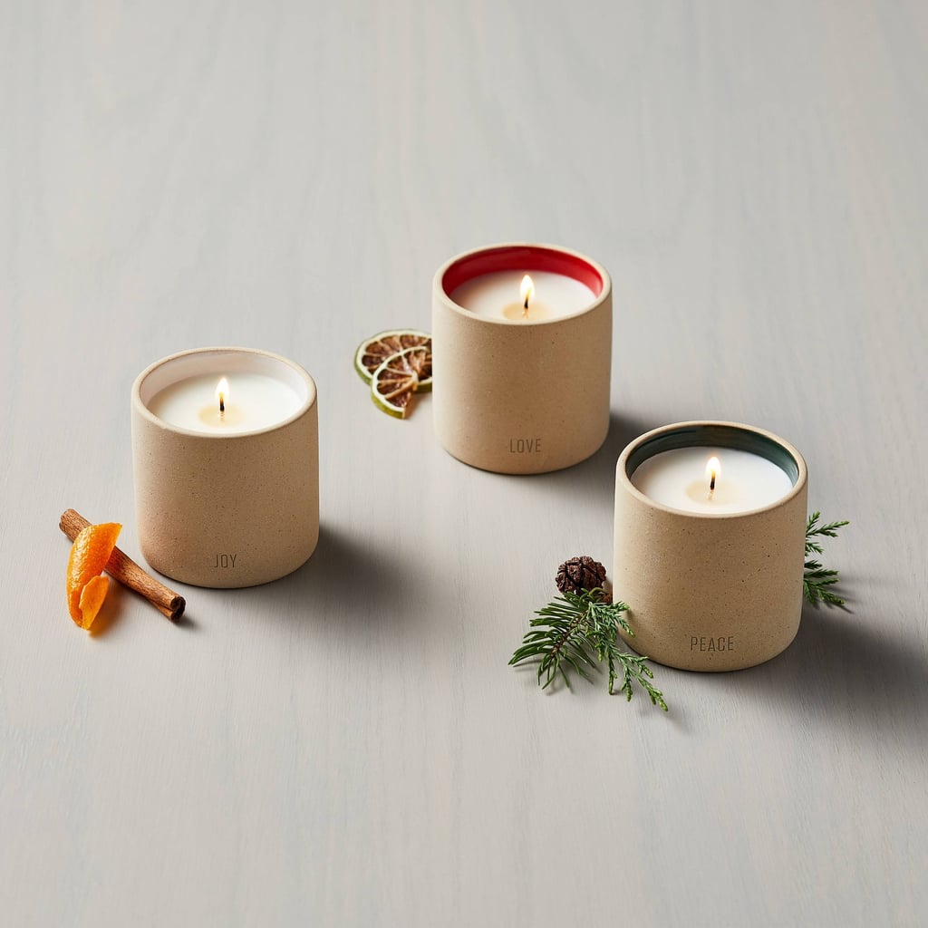 Love/Peace/Joy Ceramic Seasonal Candle Gift Set
