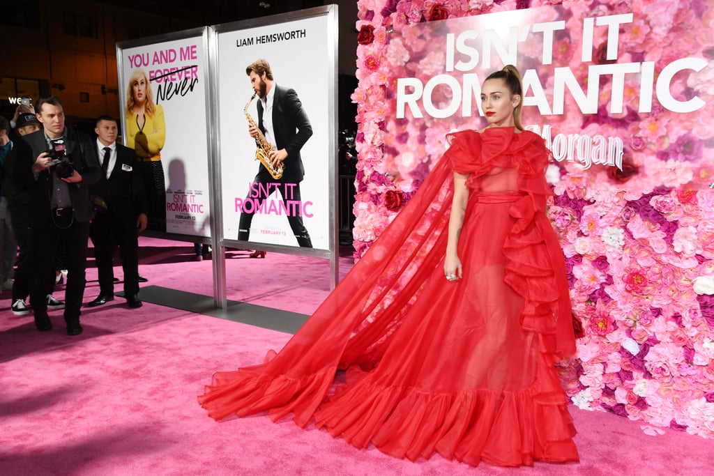 Miley Cyrus's Red Dress at Isn't It Romantic Premiere | POPSUGAR ...