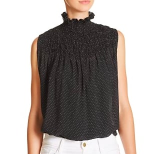 FRAME Smocked Silk Top