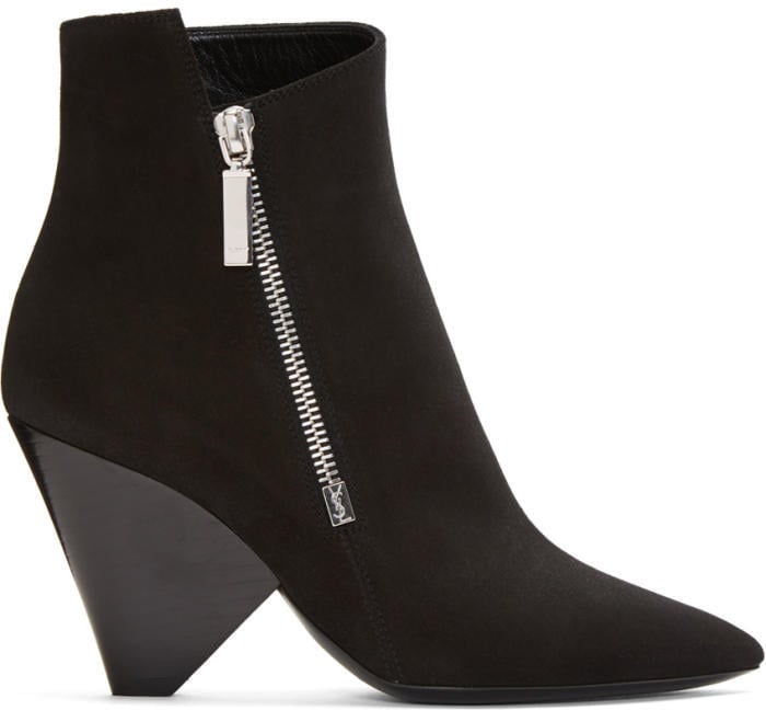 Saint Laurent Black Suede Niki Asymmetric Boots