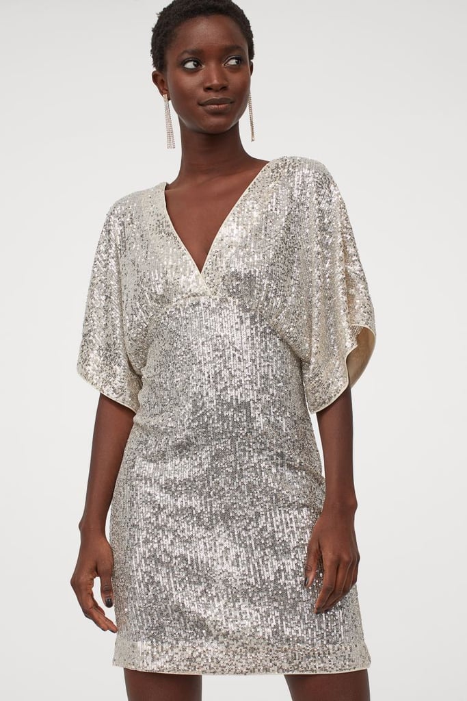 H&M Wide-Sleeved Sequined Dress