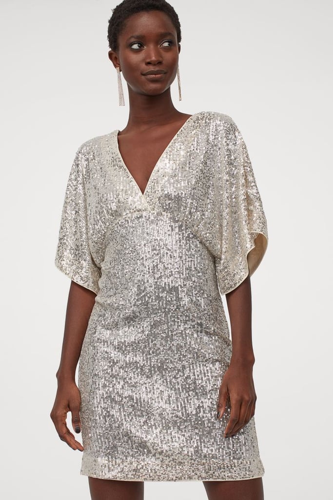 H&M Wide-Sleeved Sequinned Dress