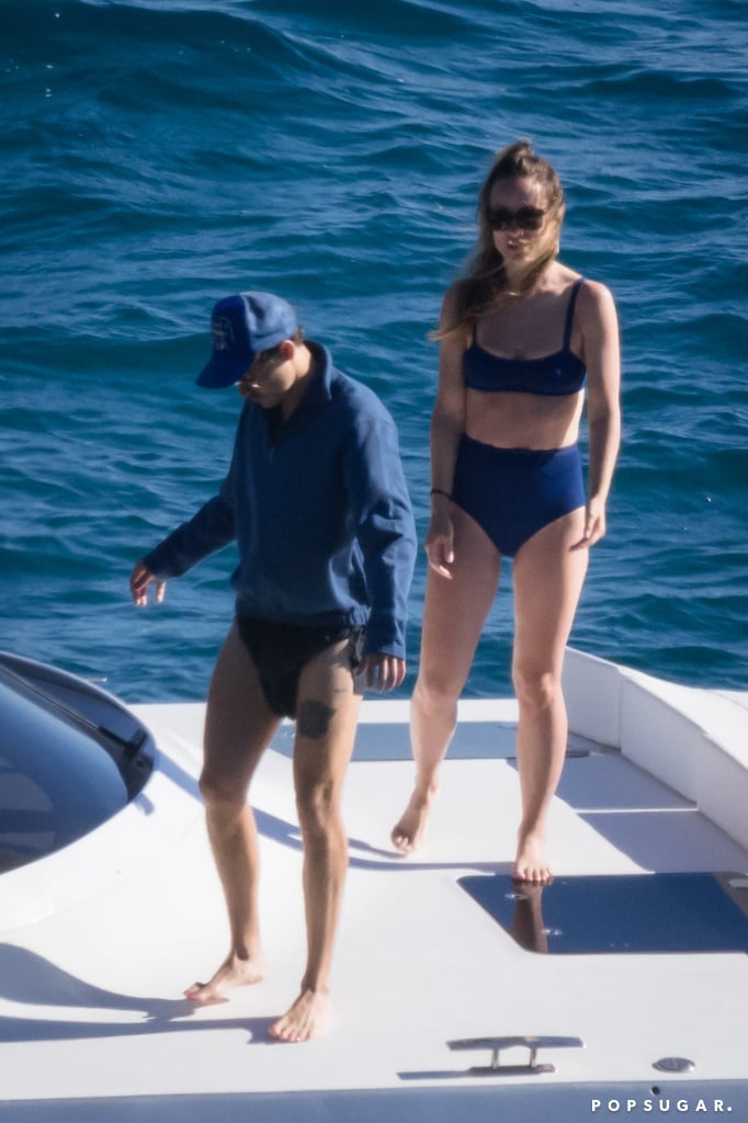 Olivia Wilde Kissing Harry Styles Wearing Blue Bikini Italy