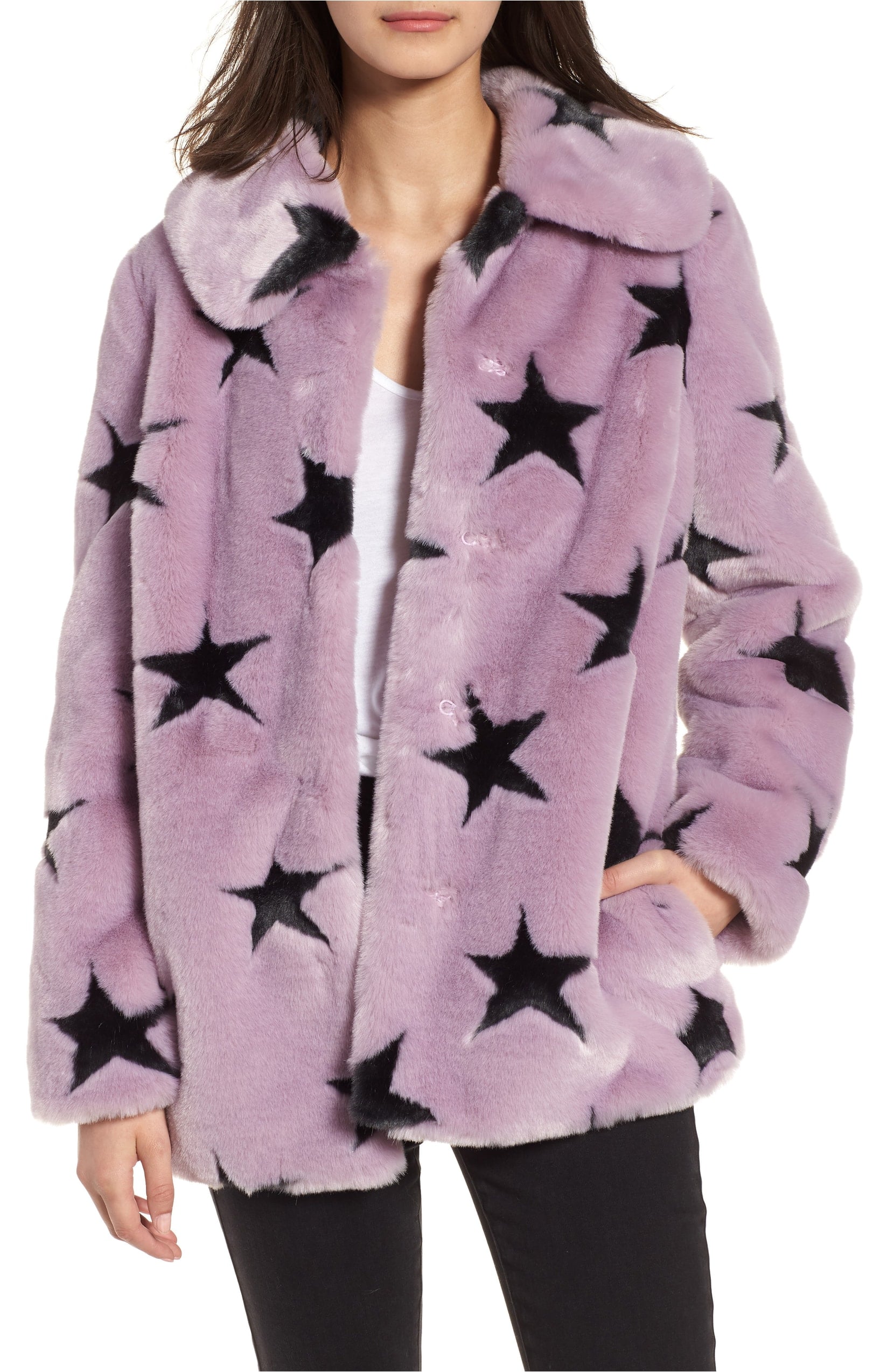Avec les filles sale faux fur swing coat